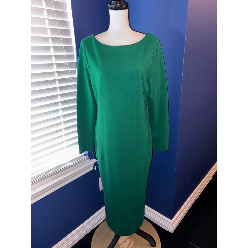 Talbots Classic Green Long‑Sleeve Dress — Size 16 (M/L Fit)